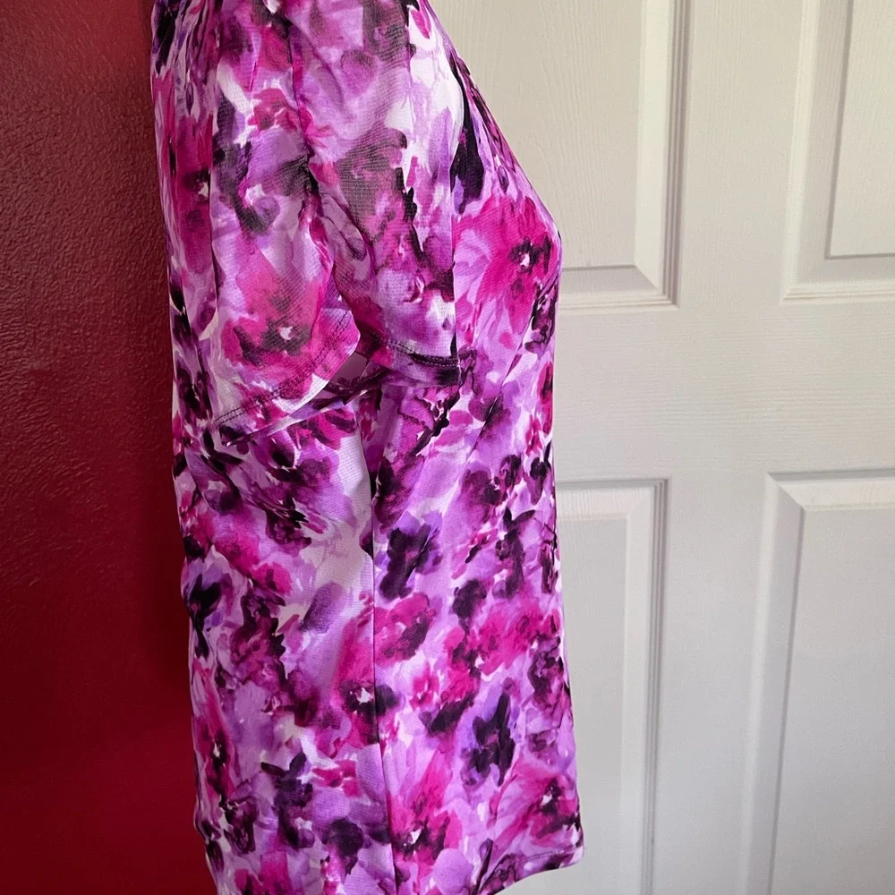 dressbarn Purple and Pink Flutter Sleeve Blouse - Picture 4 of 7